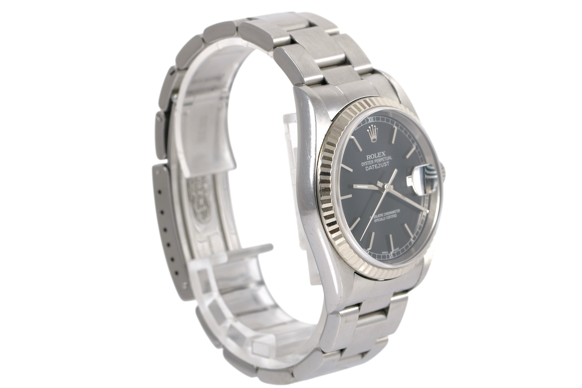 2004 Rolex Datejust 36mm No Holes Case - 16234 (Black)