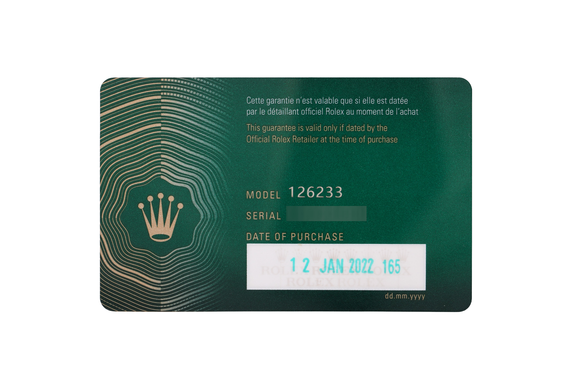 2022 Rolex Datejust 36mm - 126233 (Factory Olive Diamond Dial)