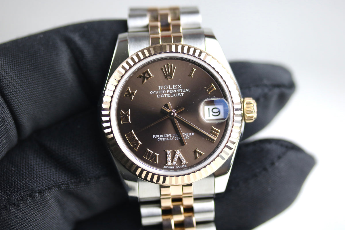 2016 ROLEX 178271 Datejust 31mm Chocolate Diamond VI Dial with Box & Papers