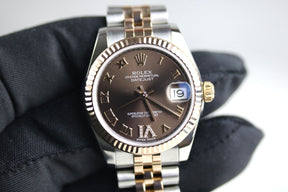 2016 ROLEX 178271 Datejust 31mm Chocolate Diamond VI Dial with Box & Papers