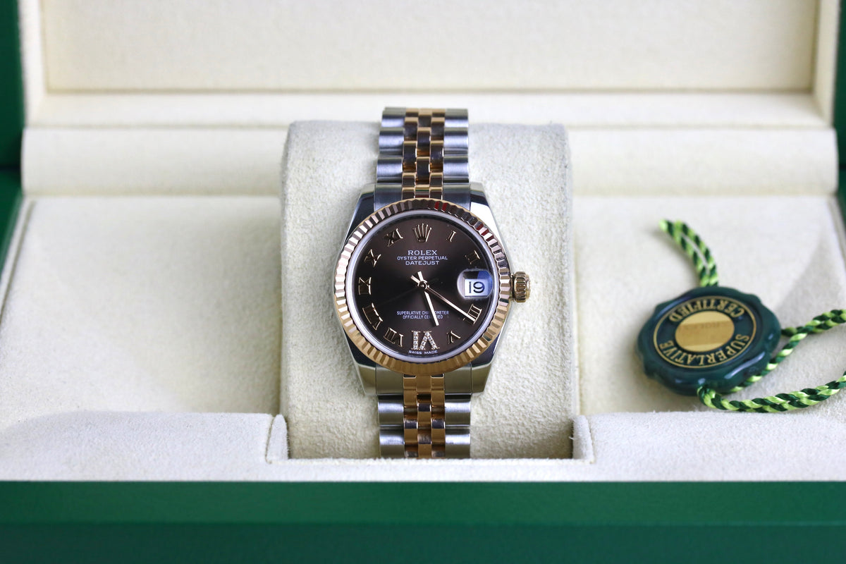 2016 ROLEX 178271 Datejust 31mm Chocolate Diamond VI Dial with Box & Papers