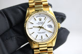 1989 ROLEX 18238 Daydate 36mm Factory White Dial with Papers