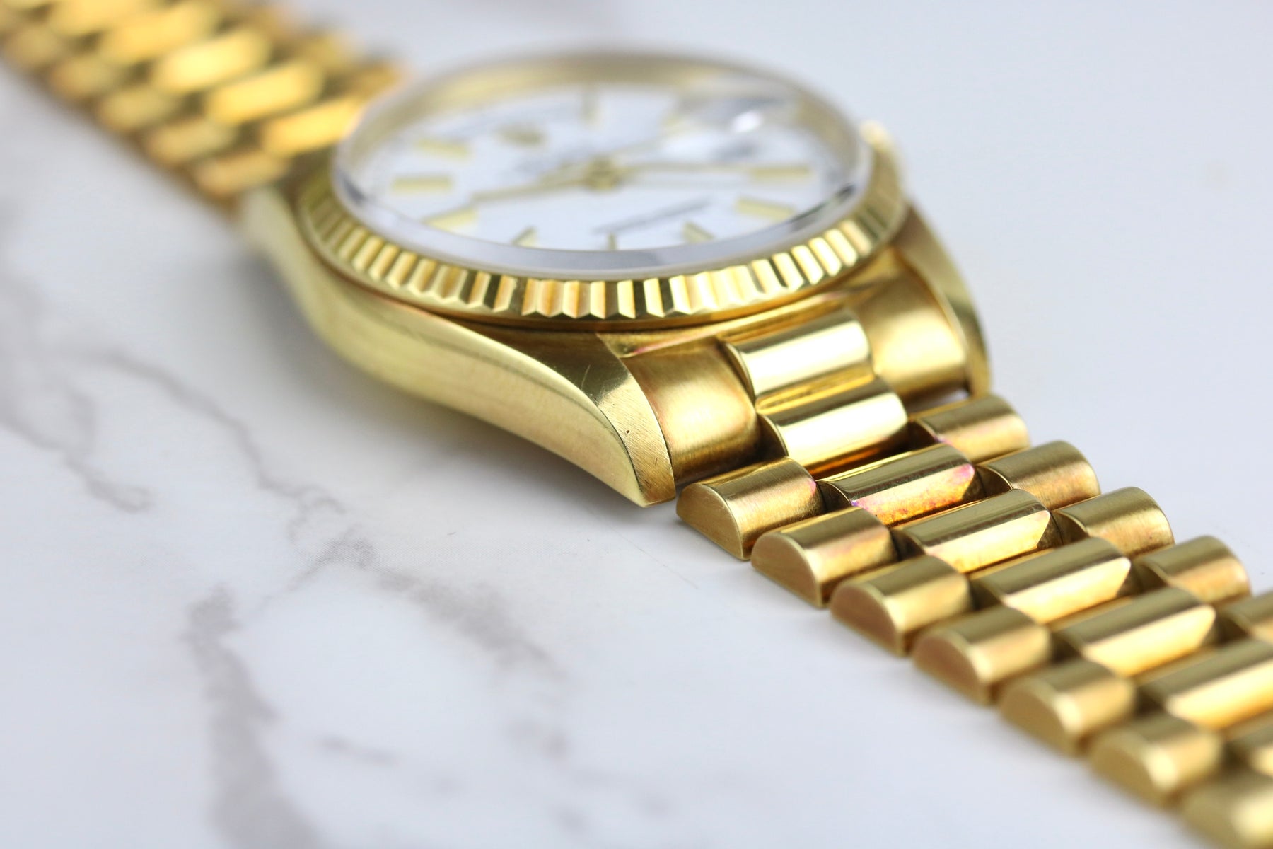 1989 ROLEX 18238 Daydate 36mm Factory White Dial with Papers