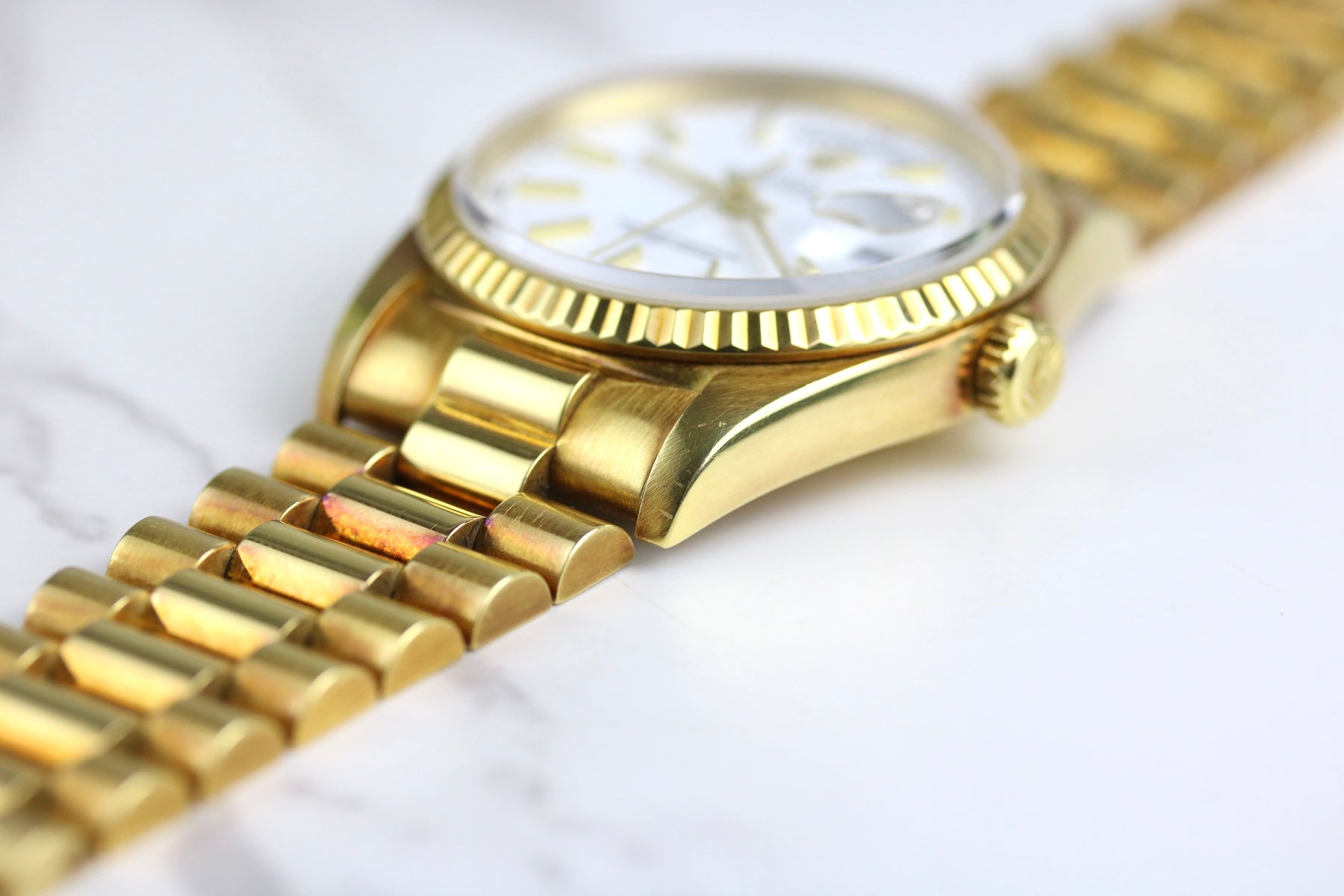 1989 ROLEX 18238 Daydate 36mm Factory White Dial with Papers