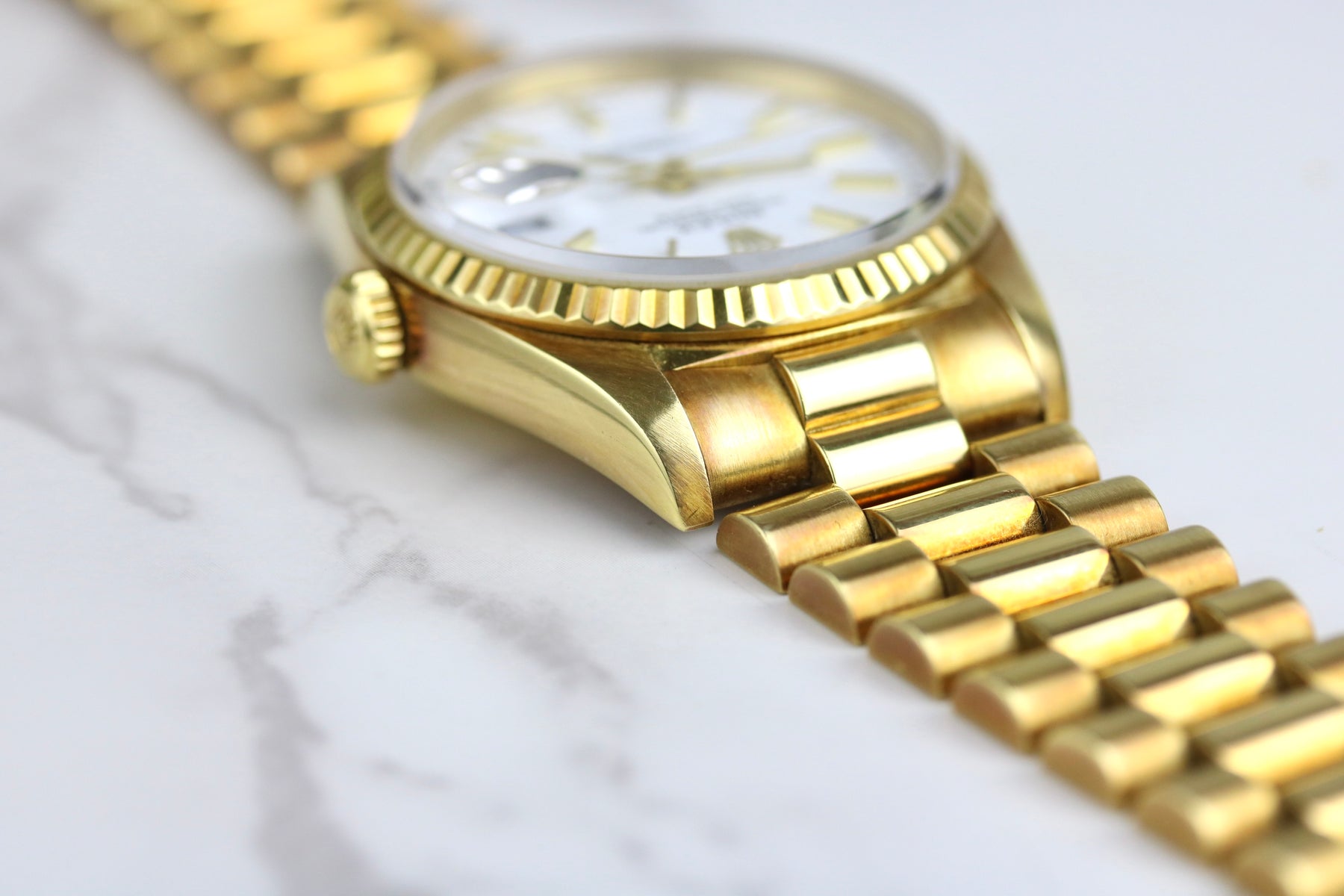 1989 ROLEX 18238 Daydate 36mm Factory White Dial with Papers