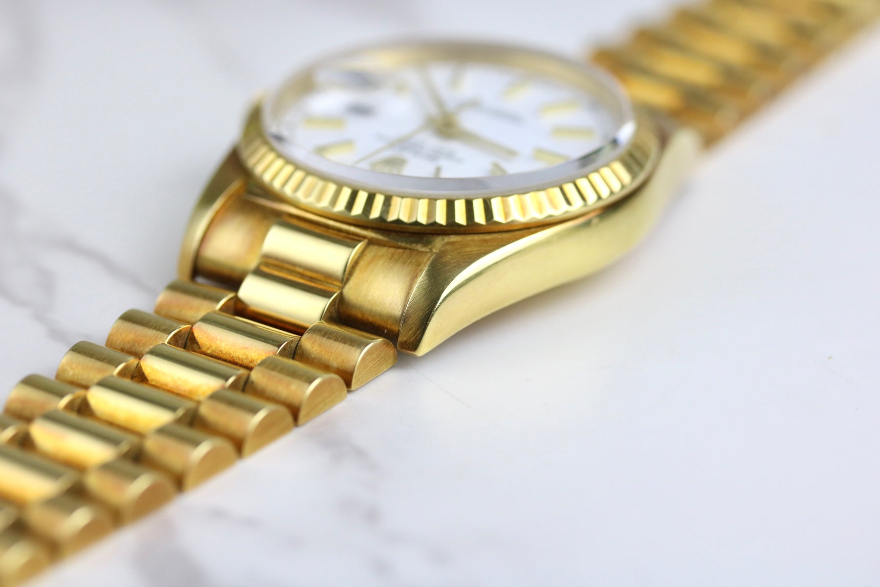 1989 ROLEX 18238 Daydate 36mm Factory White Dial with Papers