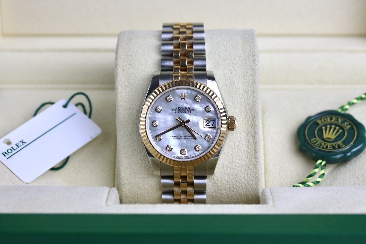 2017 ROLEX 178271 Datejust 31mm White MOP Diamond Dial with Box & Papers