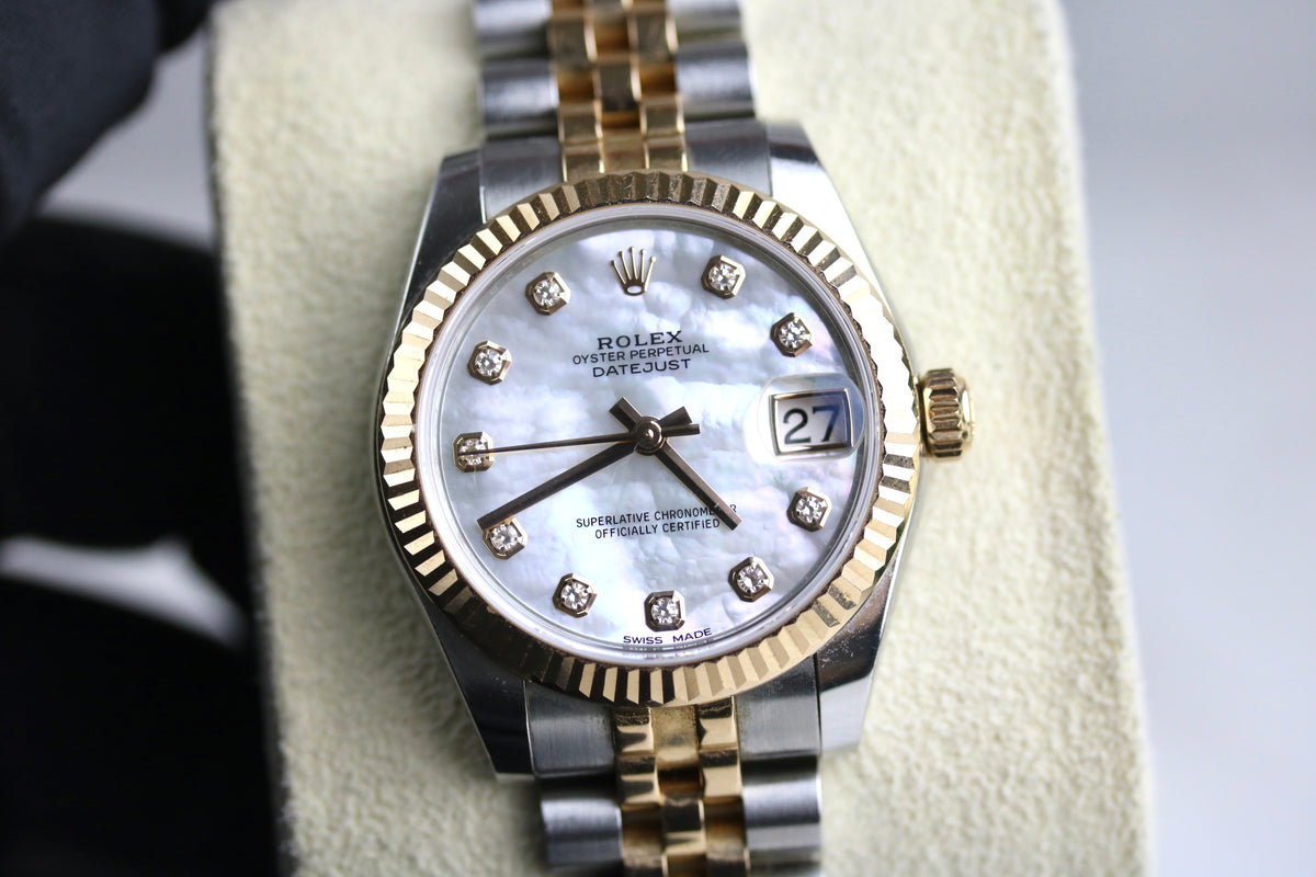 2017 ROLEX 178271 Datejust 31mm White MOP Diamond Dial with Box & Papers