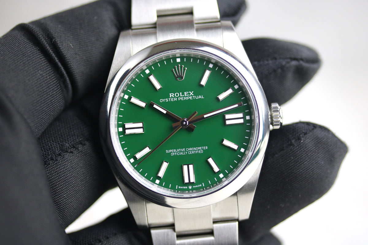 2024 ROLEX 124300 Oyster Perpetual 41mm Green Dial with Box & Papers