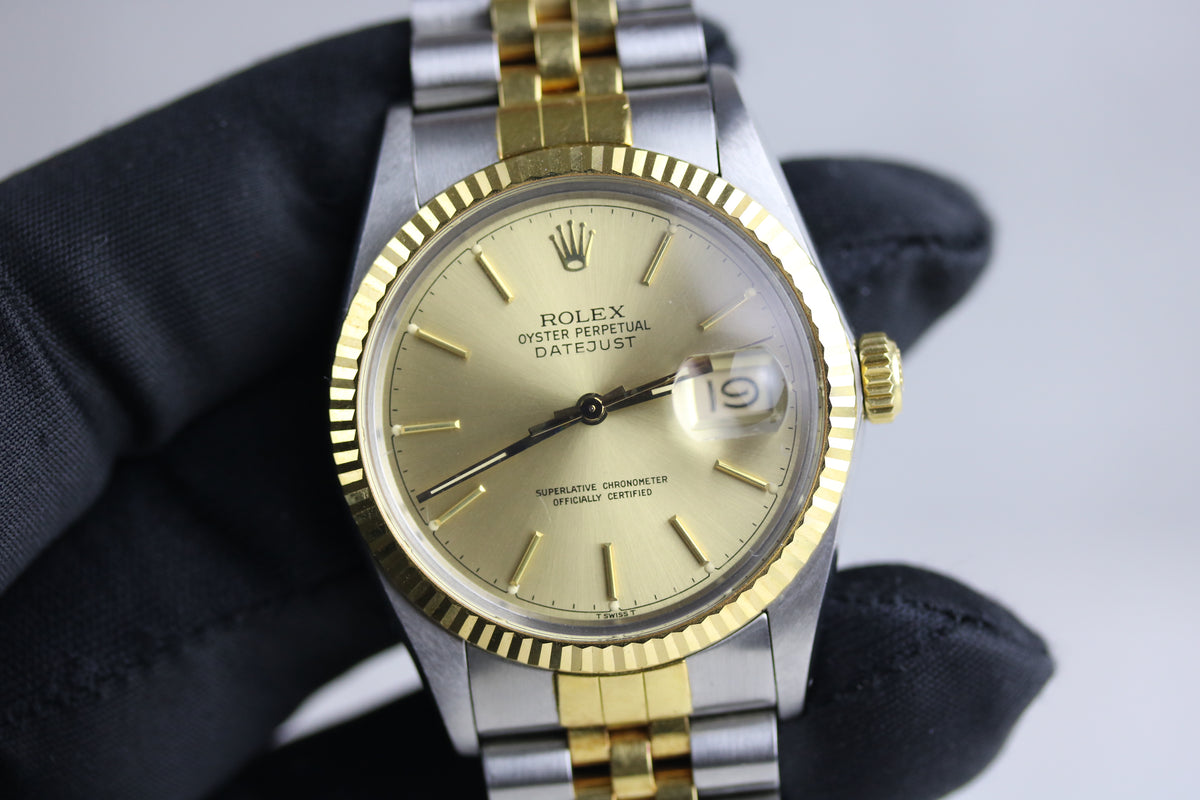 1986 ROLEX 16013 Datejust 36mm Champagne Dial with Papers