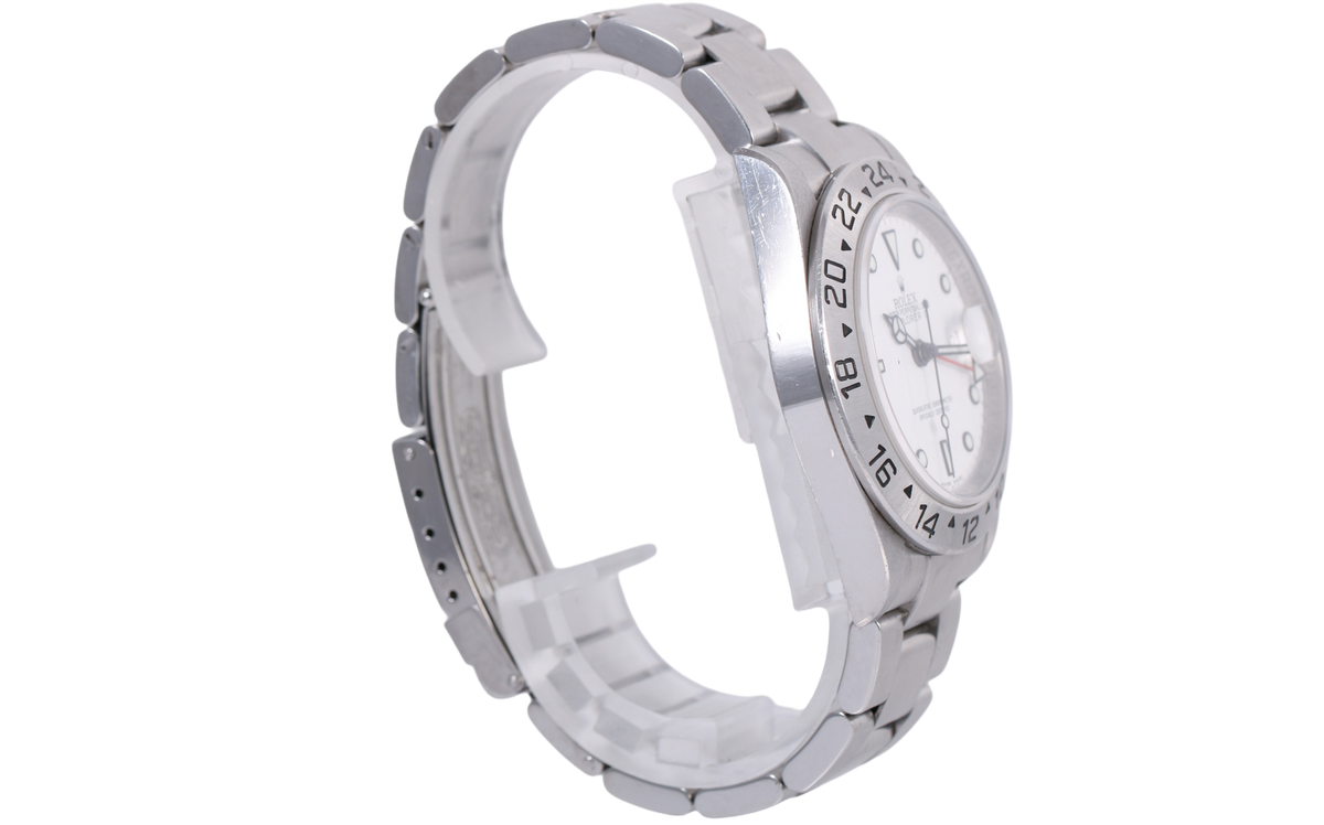 3186 Movement 2007 Rolex Explorer II 40mm Inner Bezel Engraved & Solid End Links - 16570 (Polar)