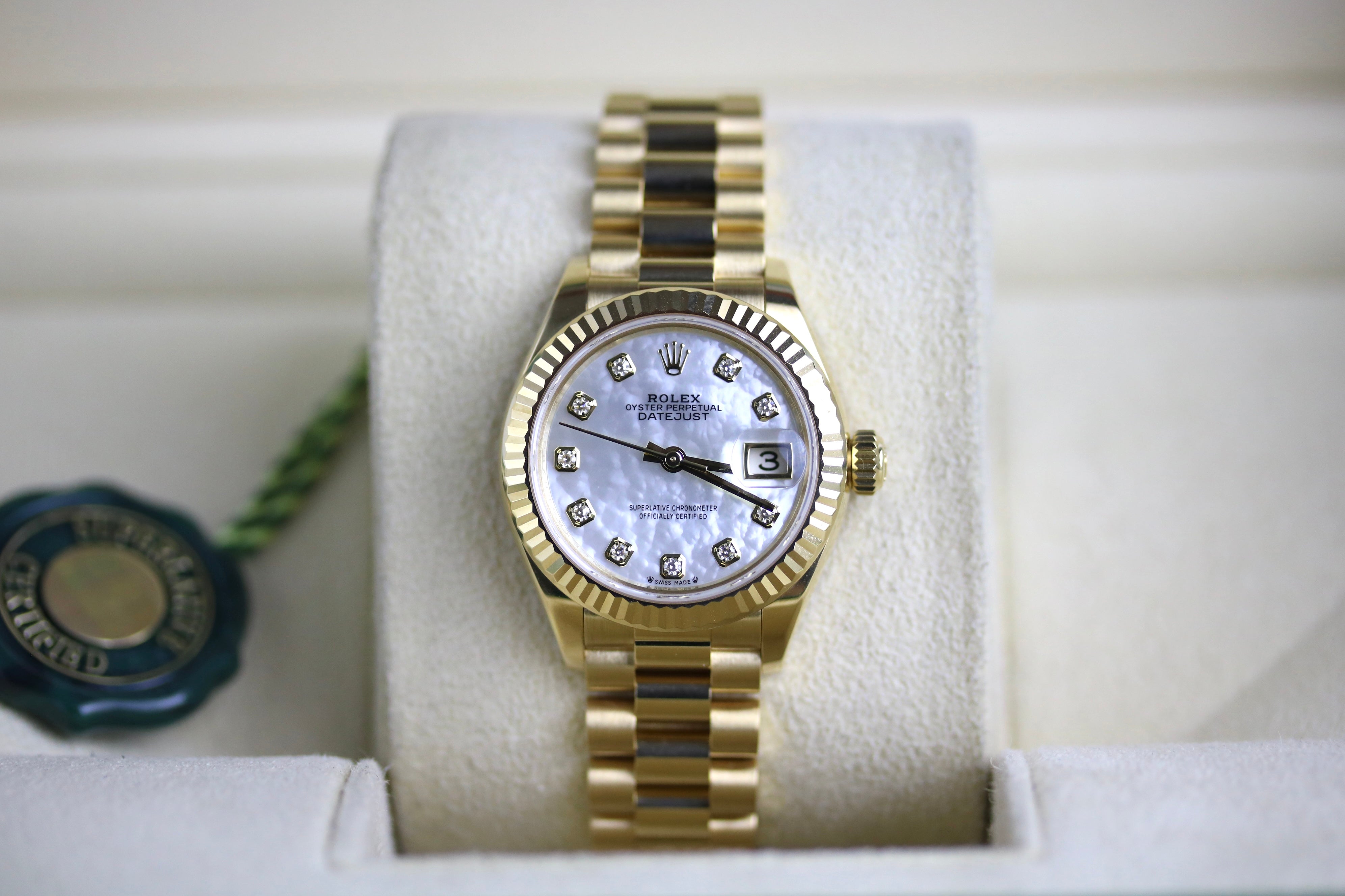 2024 ROLEX 279178 Datejust 28mm Factory MOP Diamond Dial with Box & Papers