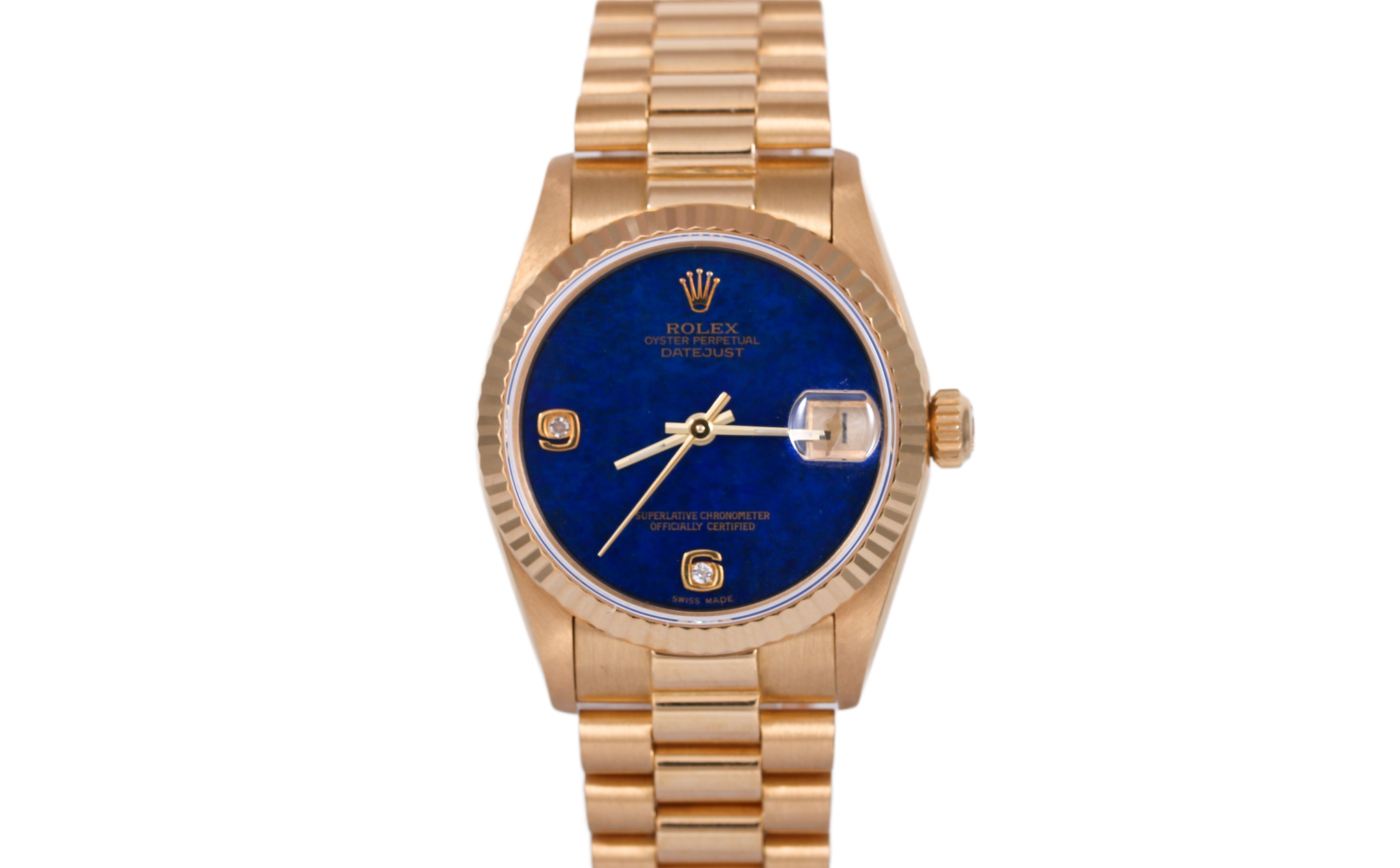 1986 Rolex Datejust 31mm 18K Yellow Gold - 68278 (Factory Lapis Lazuli)