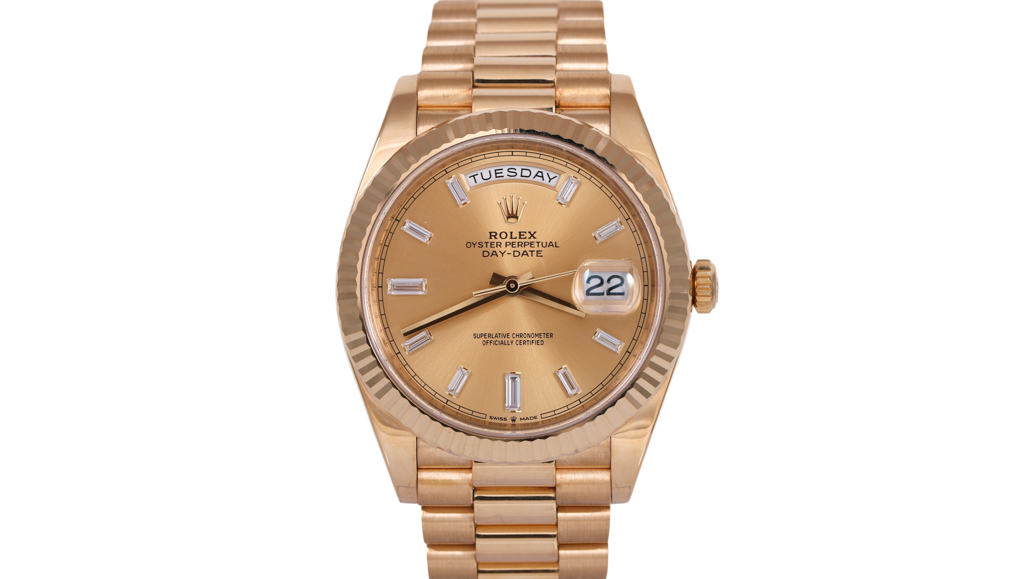 Rolex Day-Date 40mm - 228238 (Factory Champagne Baguette Diamond)