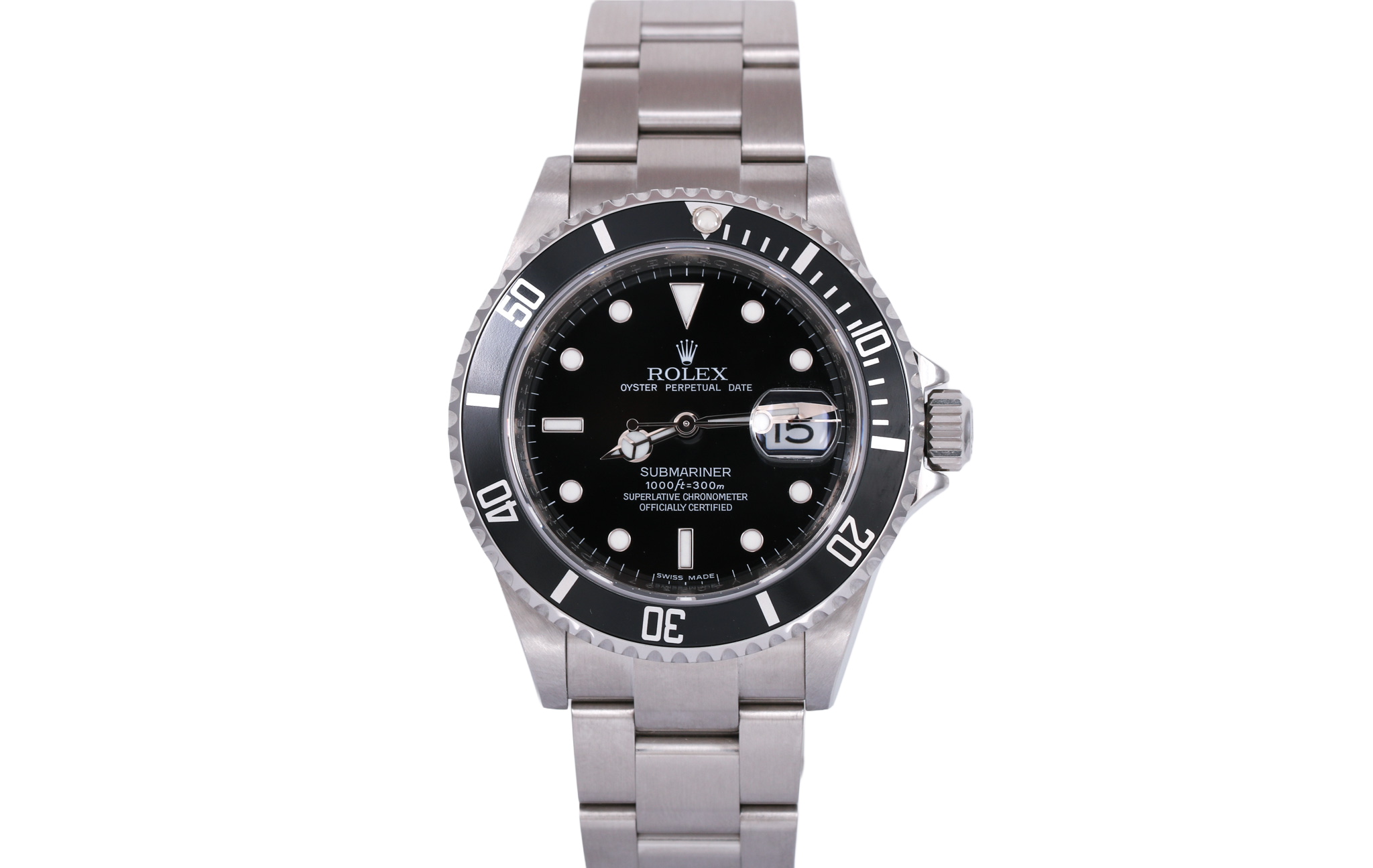 2008 Rolex Submariner Date No Holes Case- 16610 (Inner Bezel Engraved)