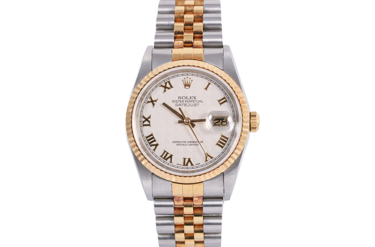 2000 Rolex Datejust 36mm - 16233 (Ivory Pyramid Roman)P