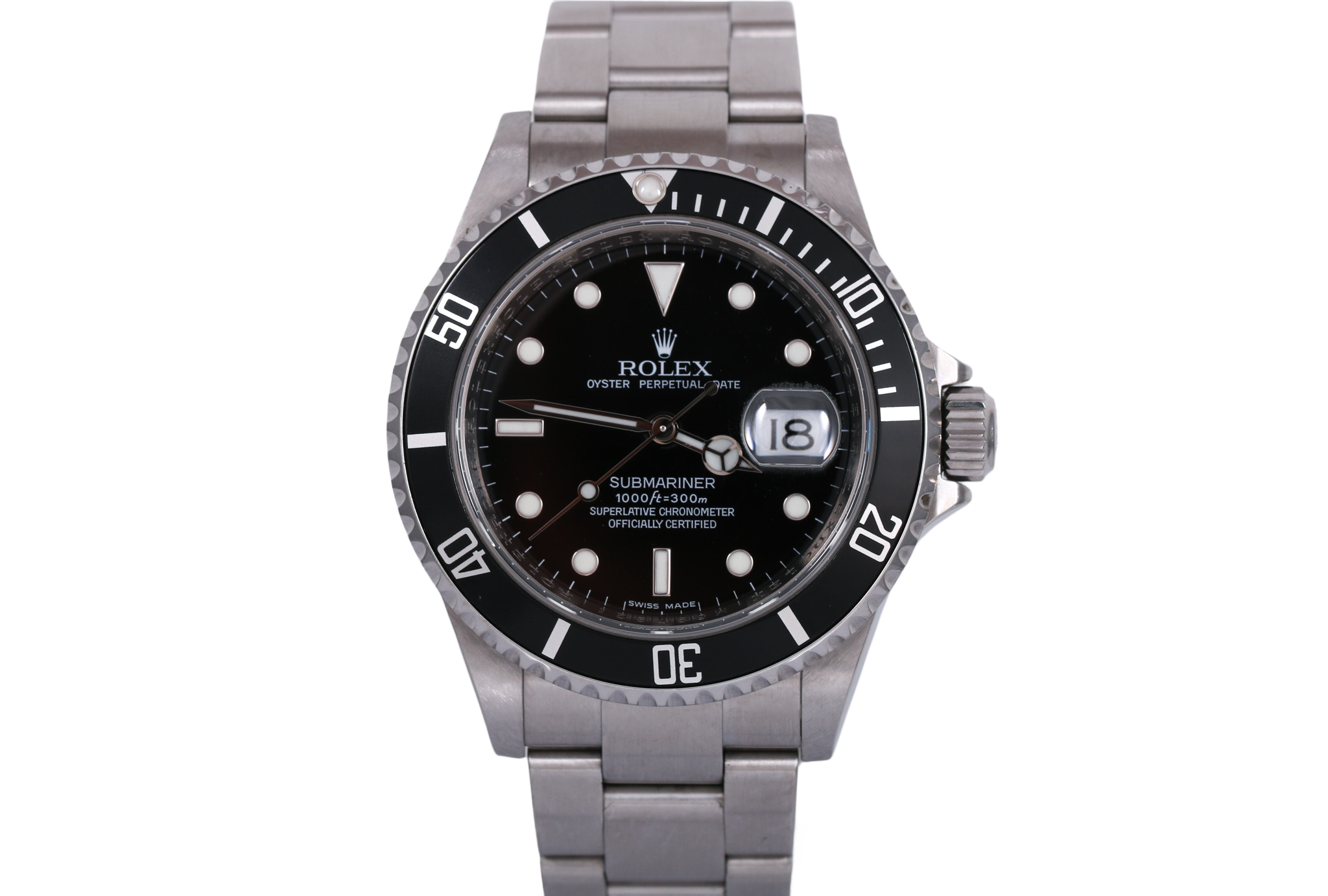 2007 Rolex Submariner Date No Holes Case - 16610 (Inner Bezel Engraved)