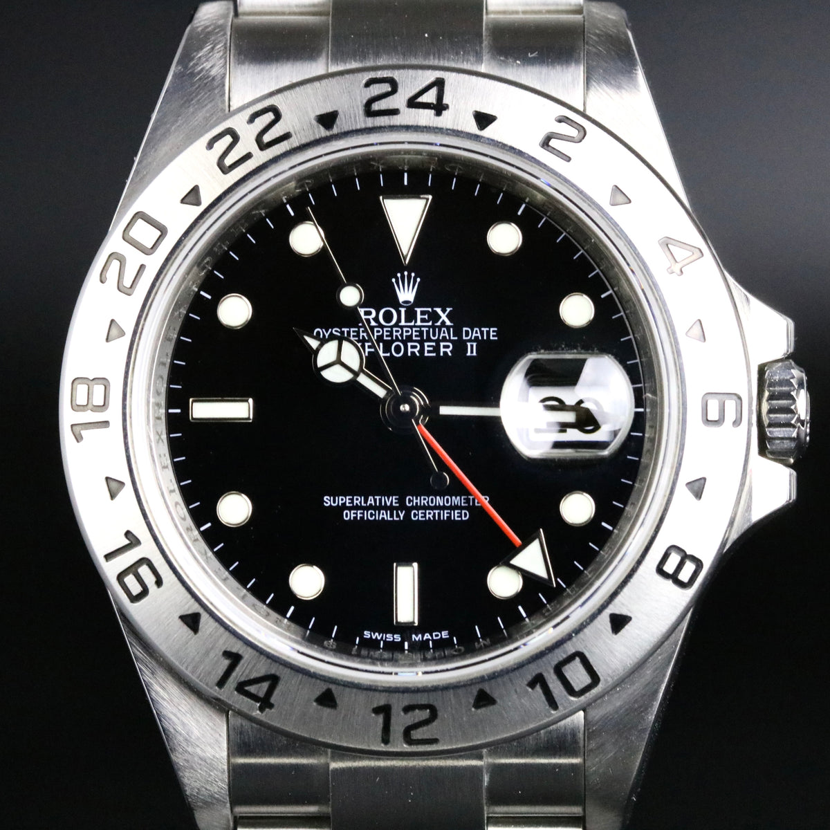 2007 Rolex 16570 Explorer Ⅱ 40mm No Holes Case Inner Bezel Engraved with Box & Papers