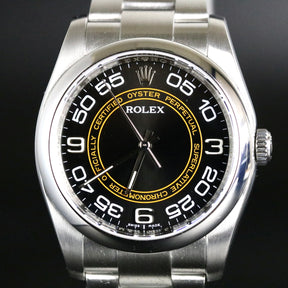 2015 Rolex 116000 Oyster Perpetual 36mm Black Concentric Dial with Box & Papers