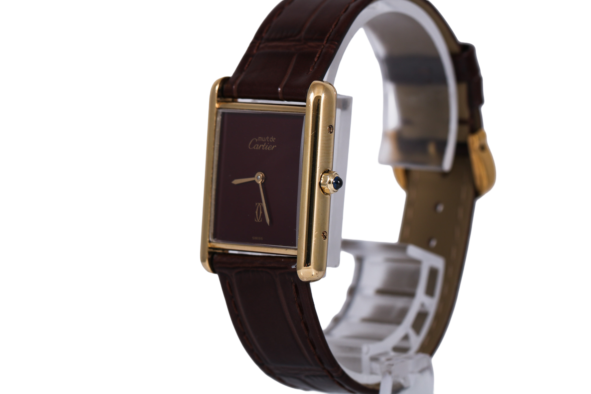 1990s Cartier Tank (Must de Cartier) 81006 23mm (Brown/Burgundy)