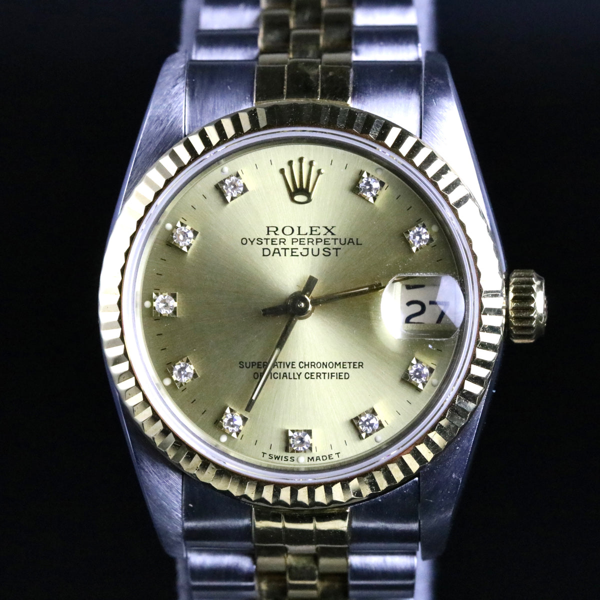 1991 Rolex 68273 Datejust 31mm Factory Diamond Dial with Box