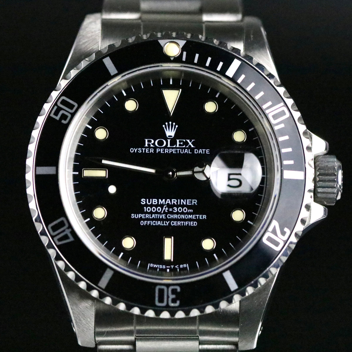 1991 Rolex 16610 Submariner Cream Patina with Box, Papers, RSC