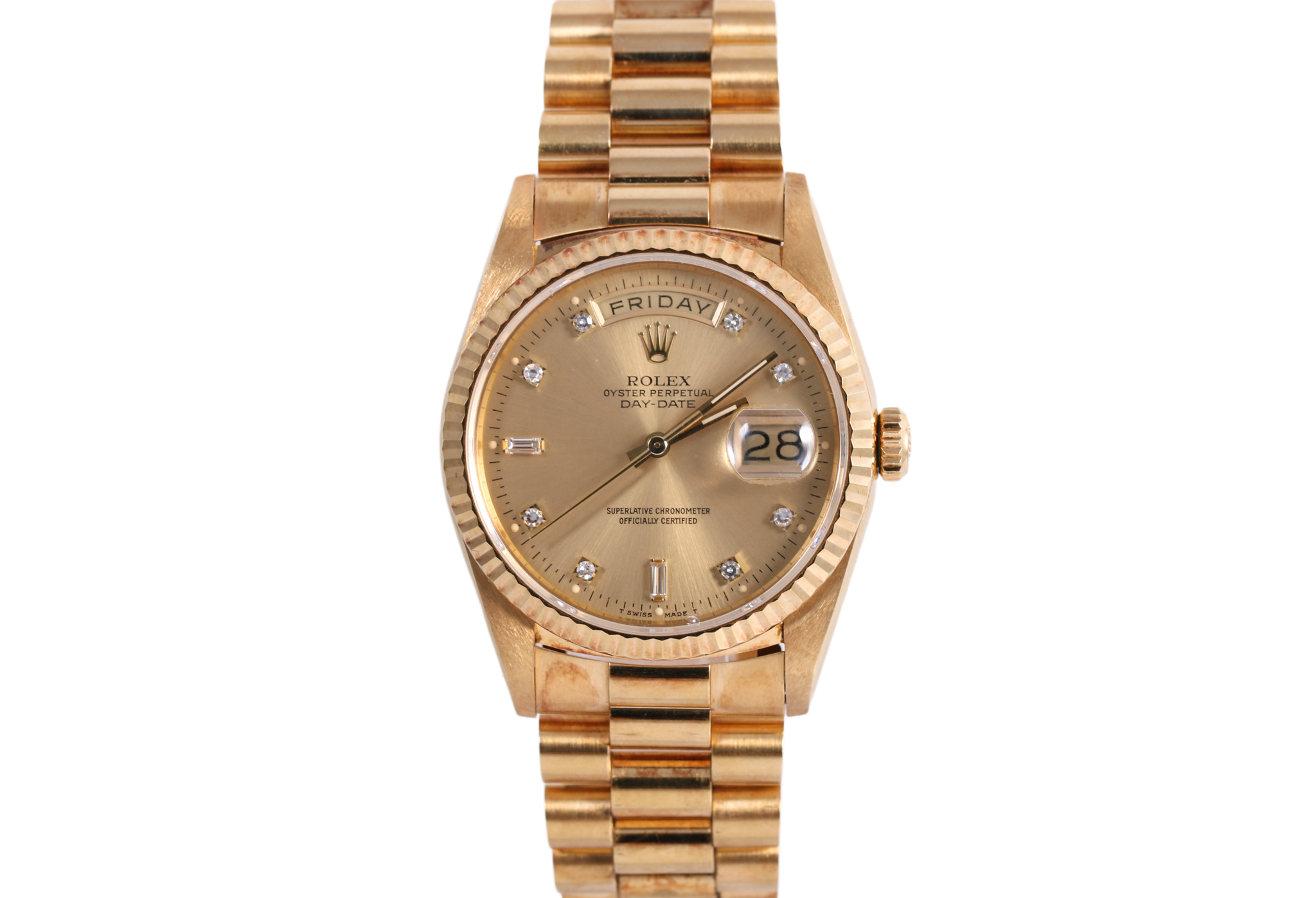 1987 Rolex Day-Date 36mm - 18238 (Factory Diamond Champagne)