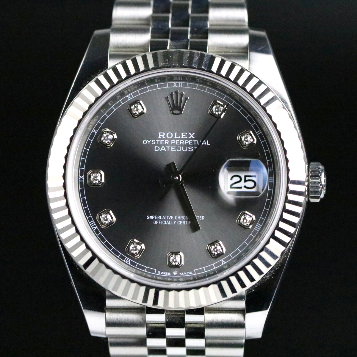2020 Rolex 126334 Datejust 41mm Rhodium Diamond Dial with Box & Papers