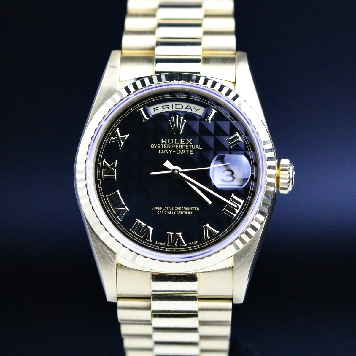 For TRADE 1994 Rolex 18238 Daydate 36mm Black Pyramid Dial with Box & RSC(2023)