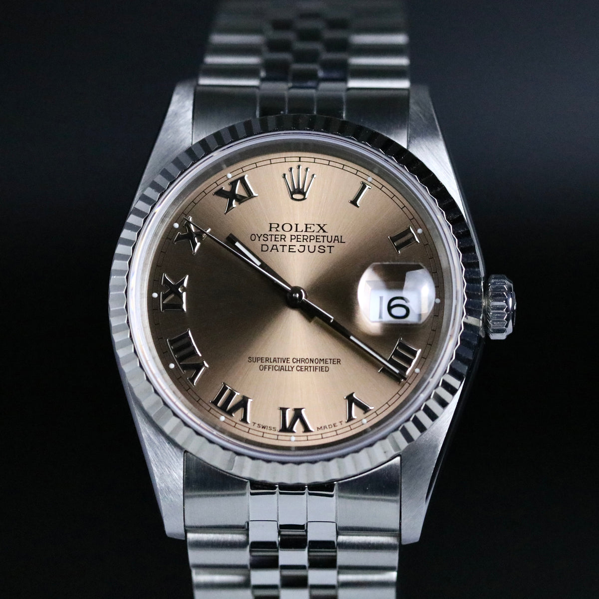 1996 Rolex 16234 Datejust 36mm No Holes Case Pink Roman Dial