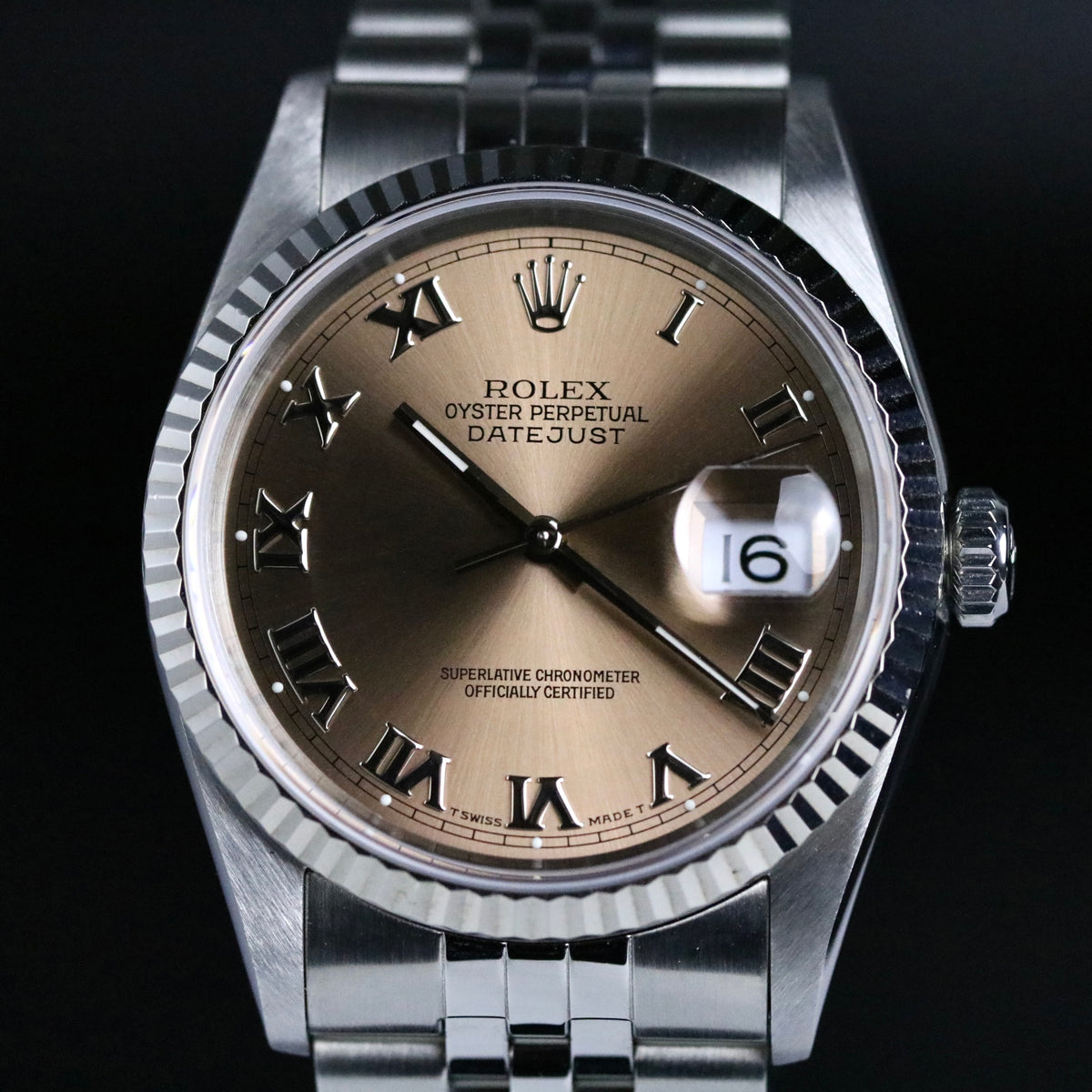 1996 Rolex 16234 Datejust 36mm No Holes Case Pink Roman Dial