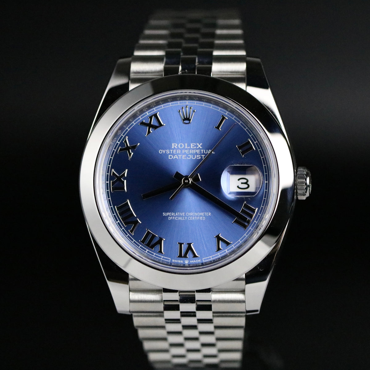 Unworn 2023 Rolex 126300 Datejust 41mm Blue Roman Dial with Box & Papers