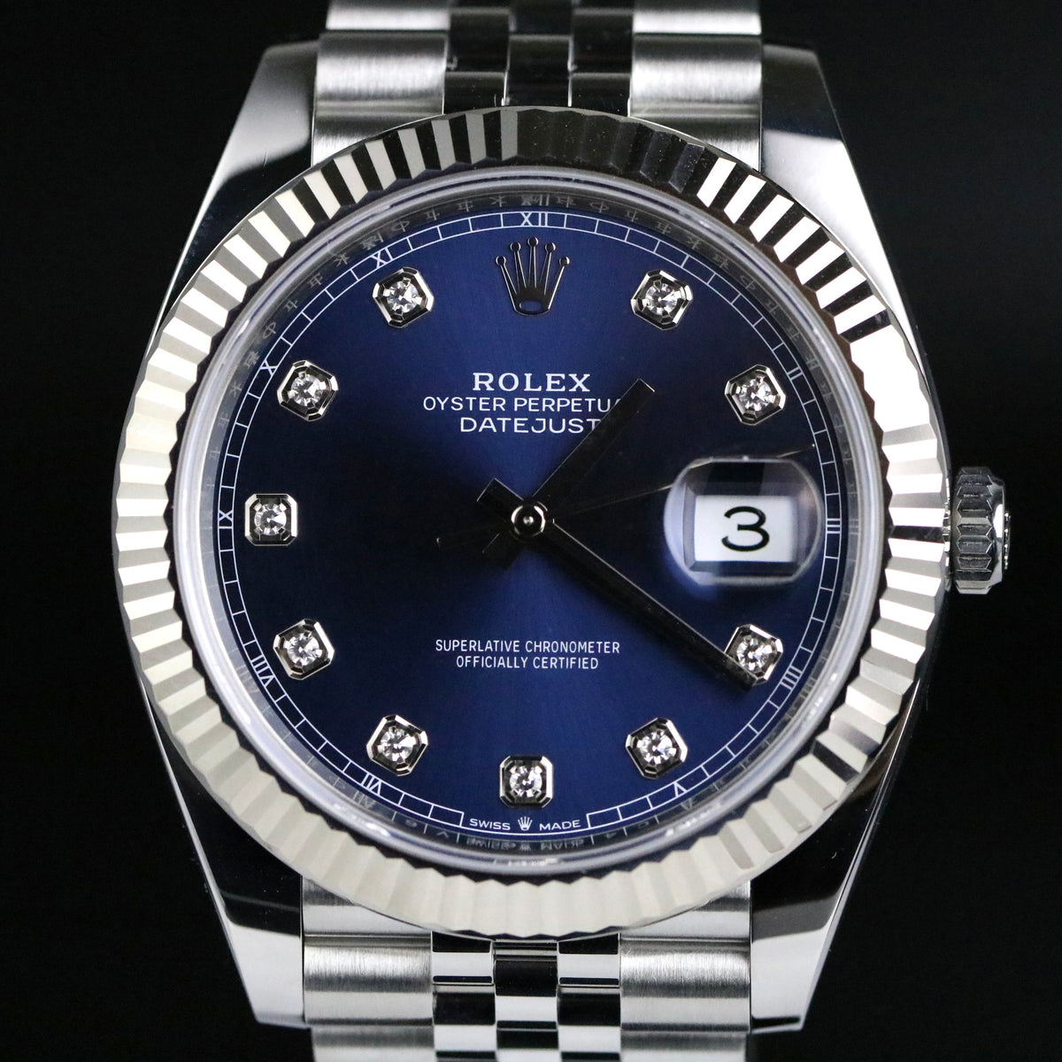 2021 Rolex 126334 Datejust 41mm Blue Diamond Dial with Box & Papers