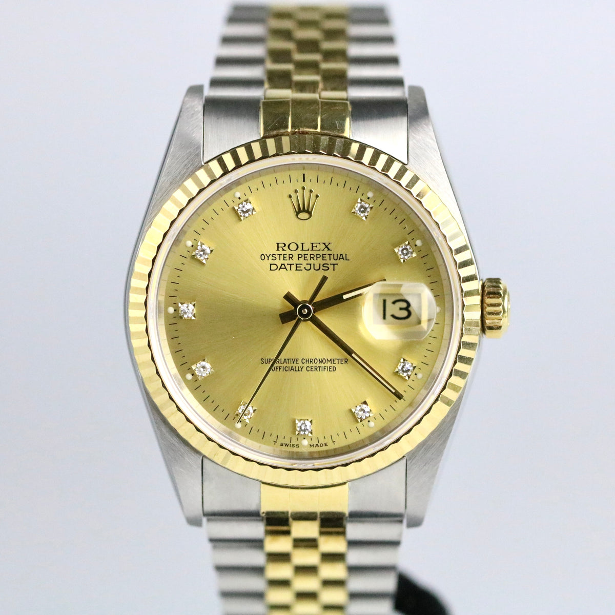 1991 Rolex 16233 Datejust 36mm Factory Diamond Dial with Box & Papers