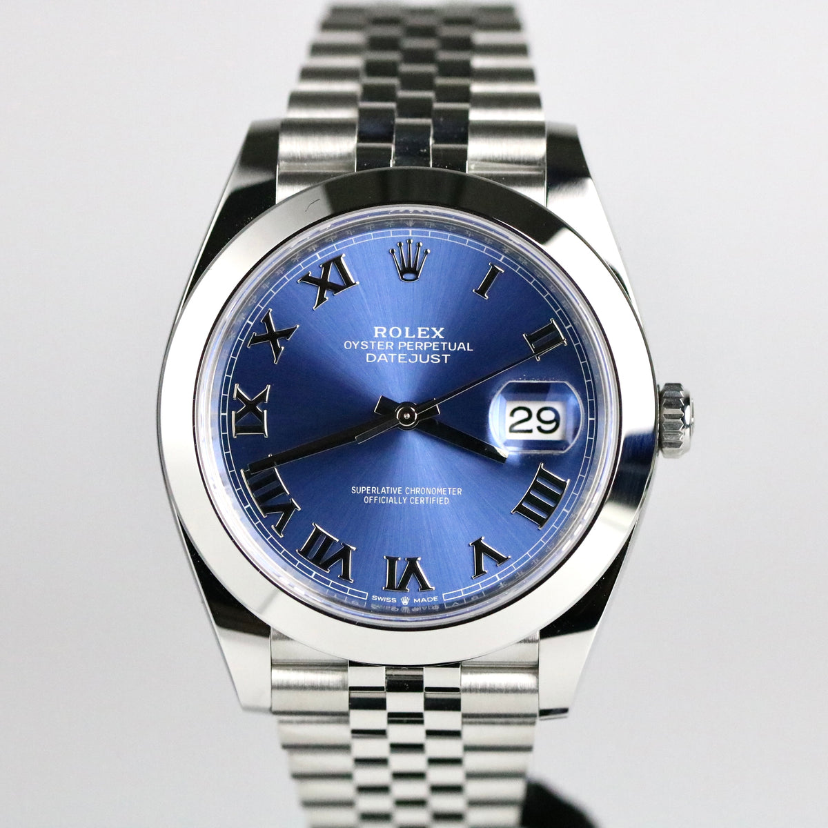 UNWORN 2023 Rolex 126300 Datejust 41mm Blue Roman Dial with Box & Papers