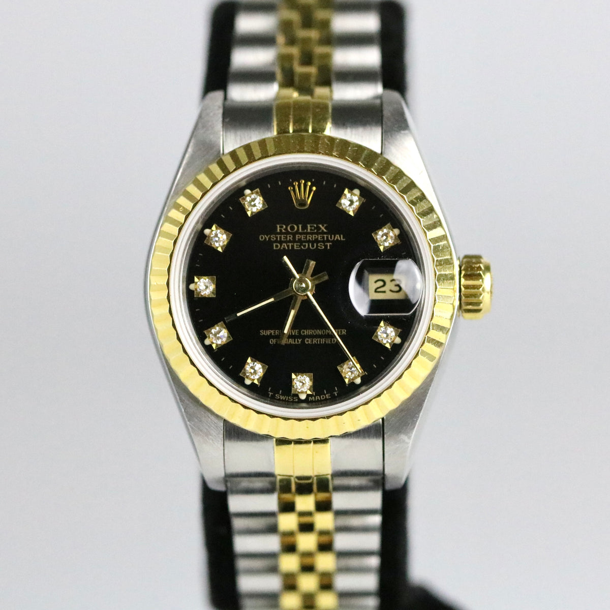 1993 Rolex 69173 Datejust 26mm Factory Black Diamond Dial with Box
