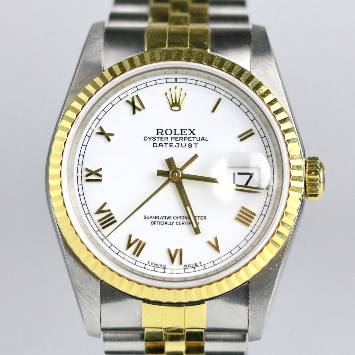 1987 Rolex 16233 Datejust 36mm White Roman Dial with Box & Papers
