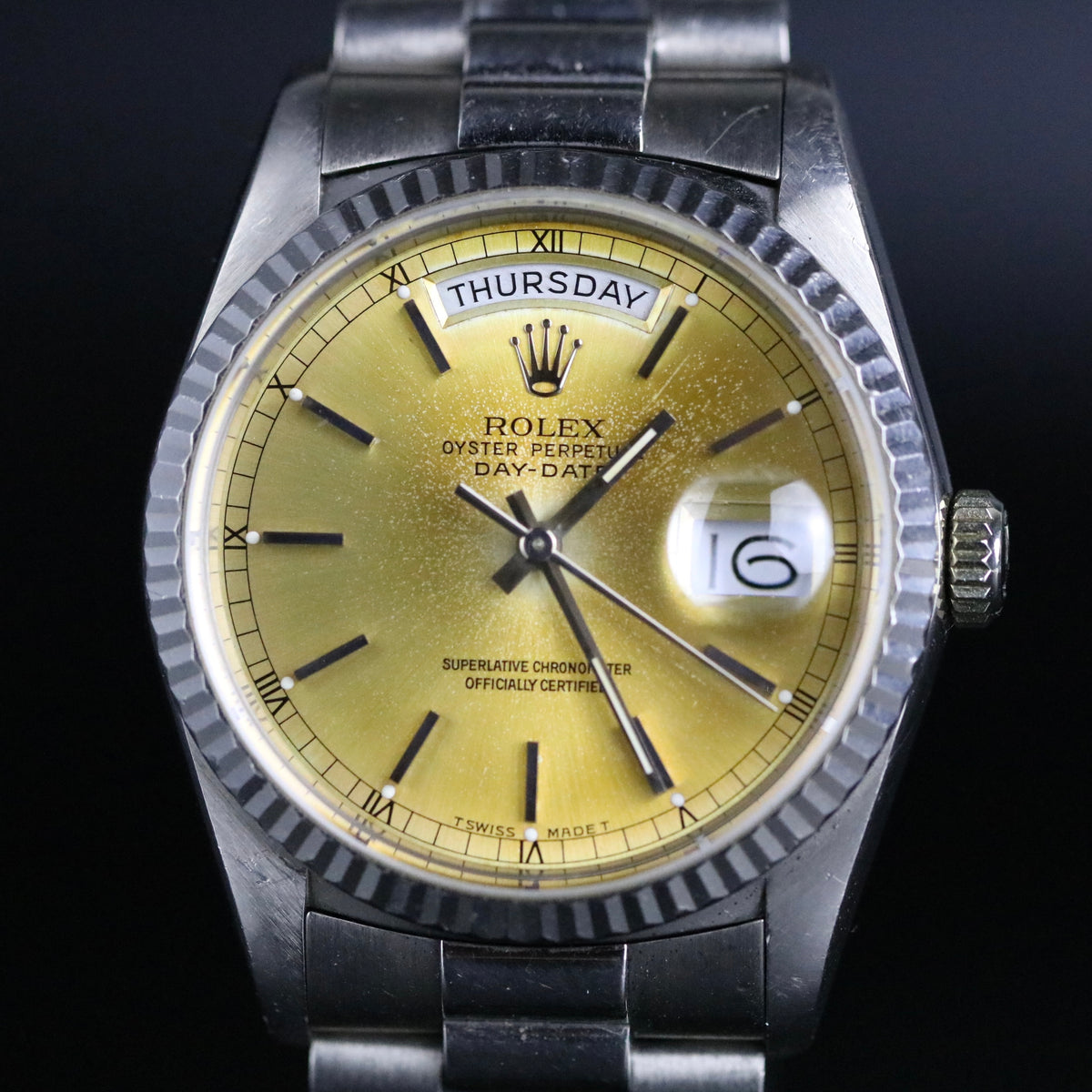 1989 Rolex 18239 Daydate 36mm White Gold Tropical Dial