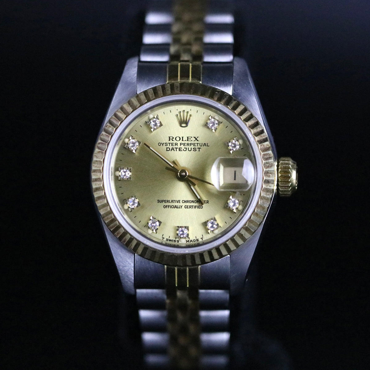 1987 Rolex 69173 Datejust 26mm Champagne Diamond Dial with Box & Papers