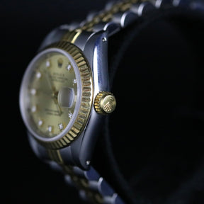 1987 Rolex 69173 Datejust 26mm Champagne Diamond Dial with Box & Papers