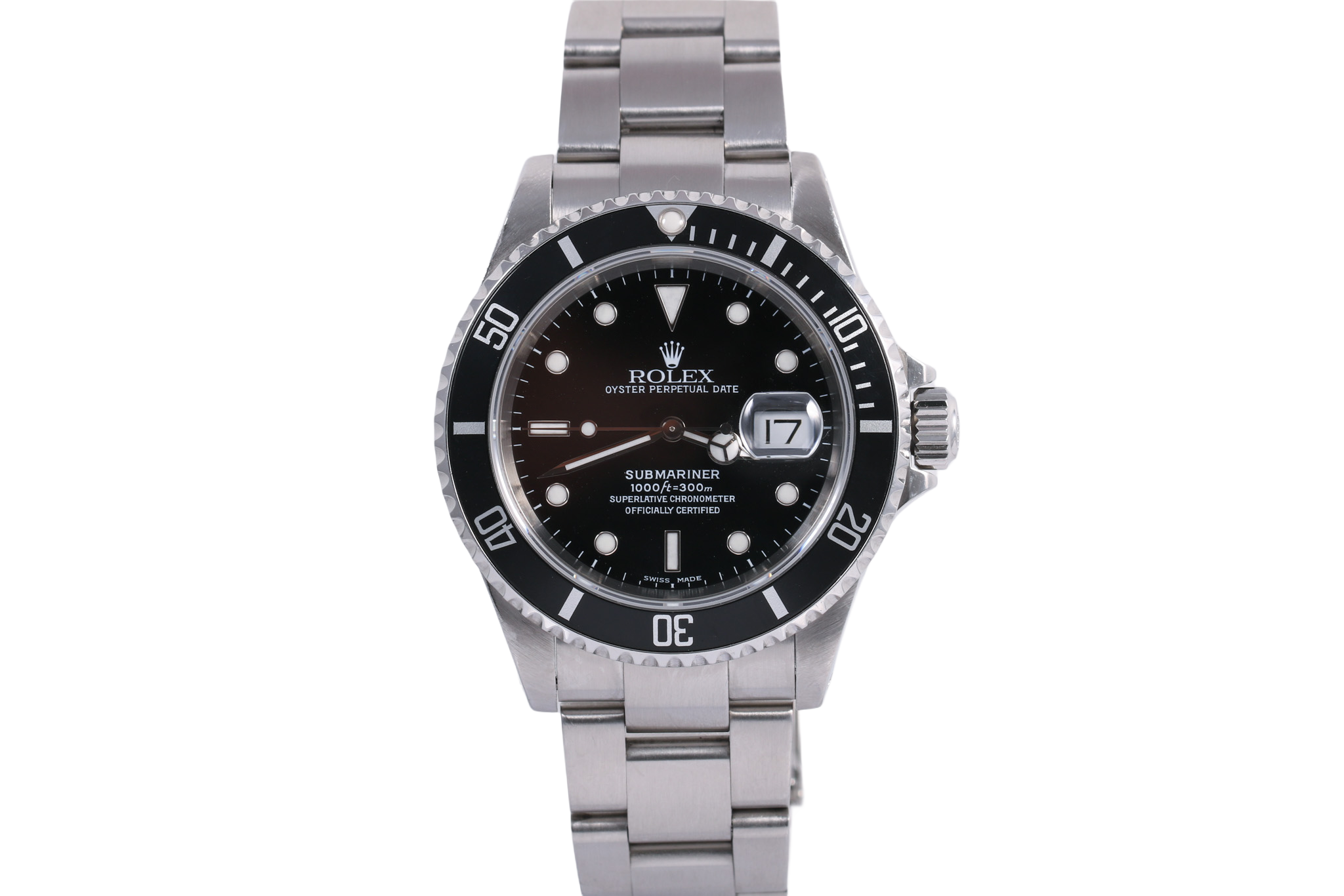 2001 Rolex Submariner Date 40mm Solid End Links - 16610 (Black)