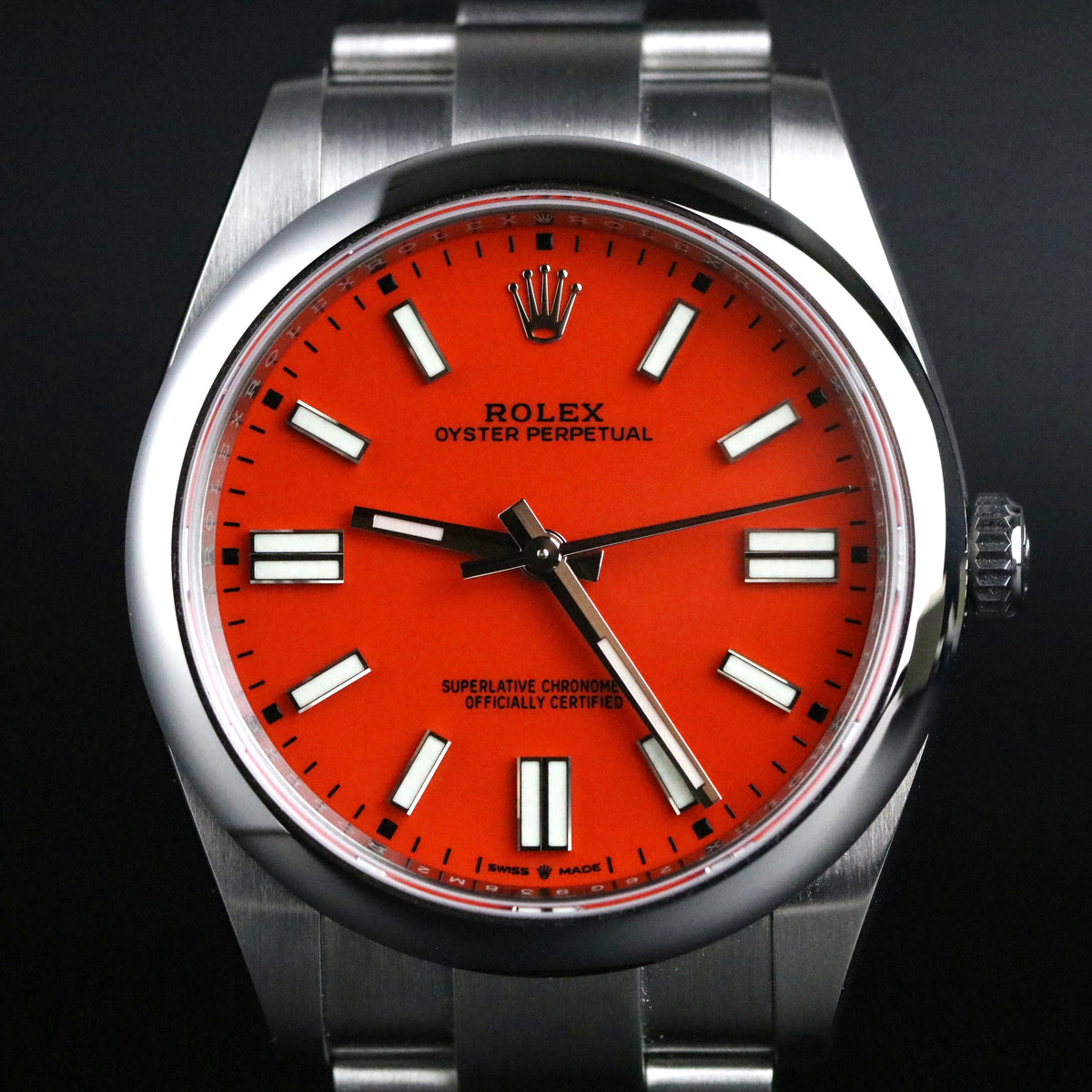 UNWORN 2022 ROLEX 124300 Oyster Perpetual 41mm Coral Red with Box & Papers