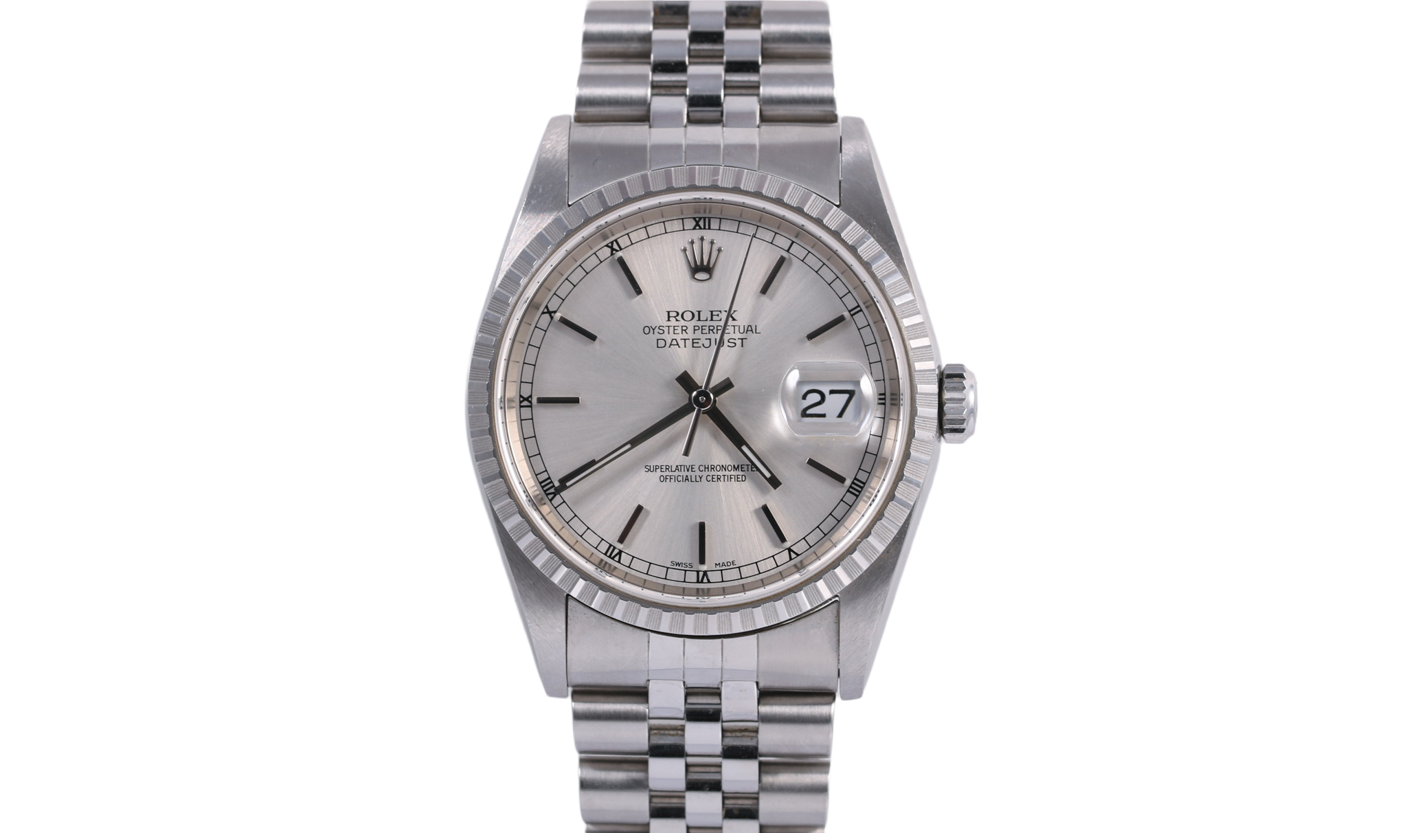 UNPOLISHED 2001 Rolex Datejust 36mm No Holes Case - 16220 (Silver)