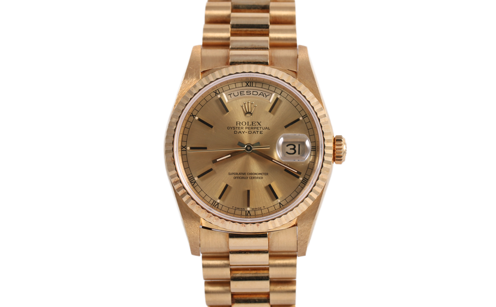 UNPOLISHED 1993 Rolex Day-Date 36mm - 18238 (Champagne)