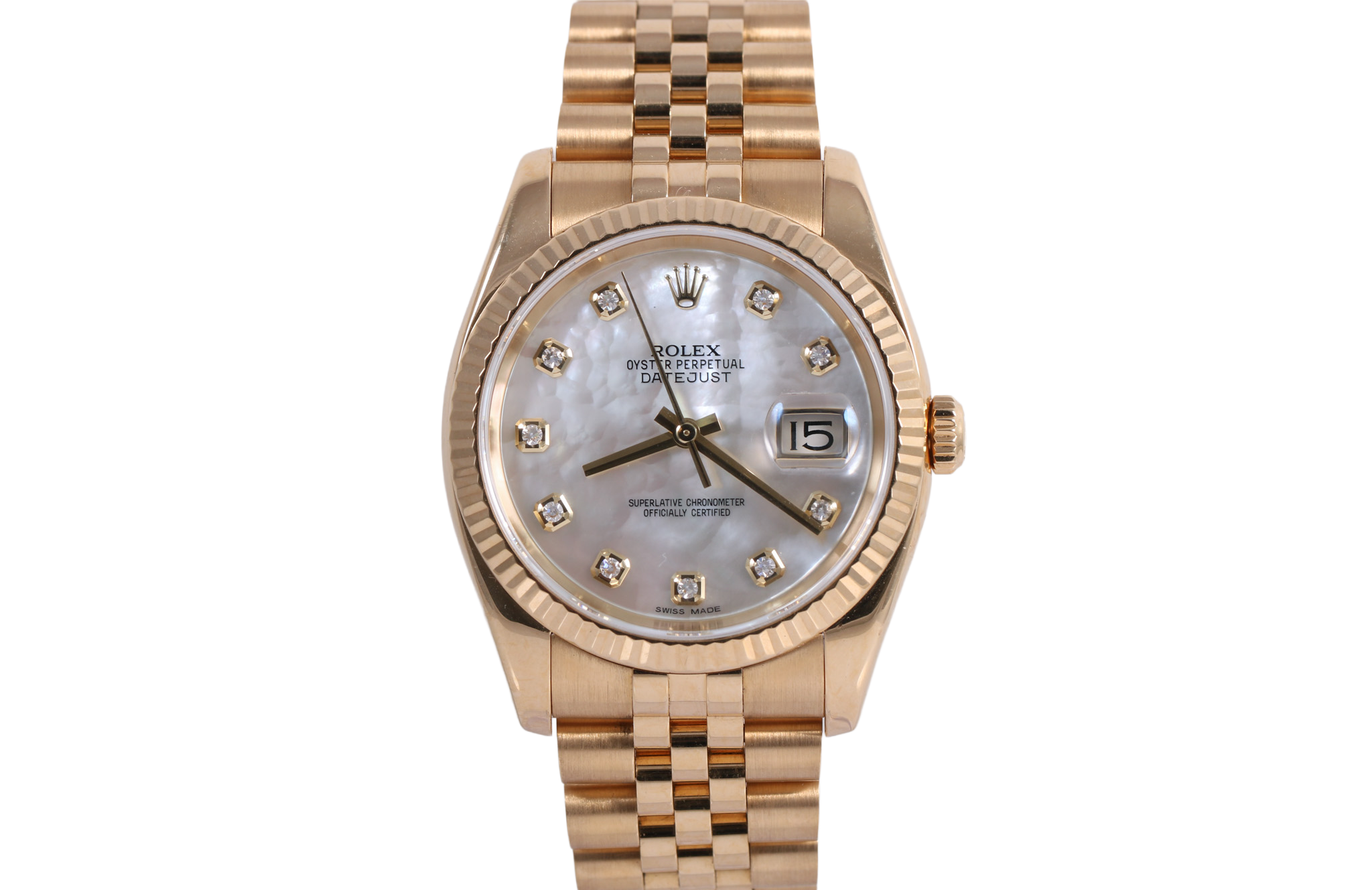 2002 Rolex Datejust 36mm Super Jubilee - 116238 (Factory White MOP Diamond)