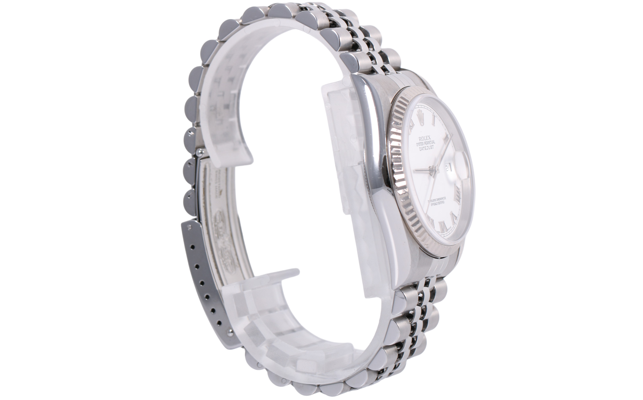 2002 Rolex Datejust 36mm No Holes Case - 16234 (White Roman)