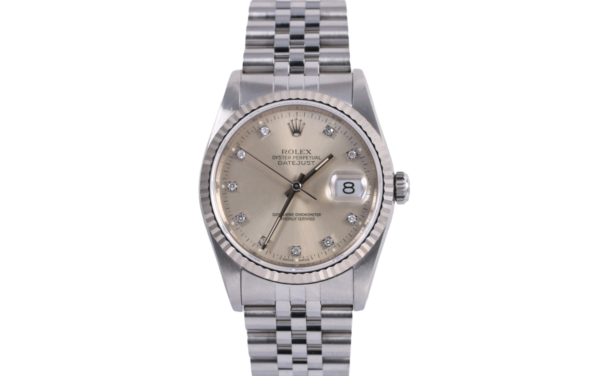 1990 Rolex Datejust 36mm - 16234 (Factory Silver Diamond)