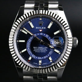 UNWORN 2023 Rolex 326934 Sky-Dweller Blue Dial Jubilee Bracelet with Box & Papers