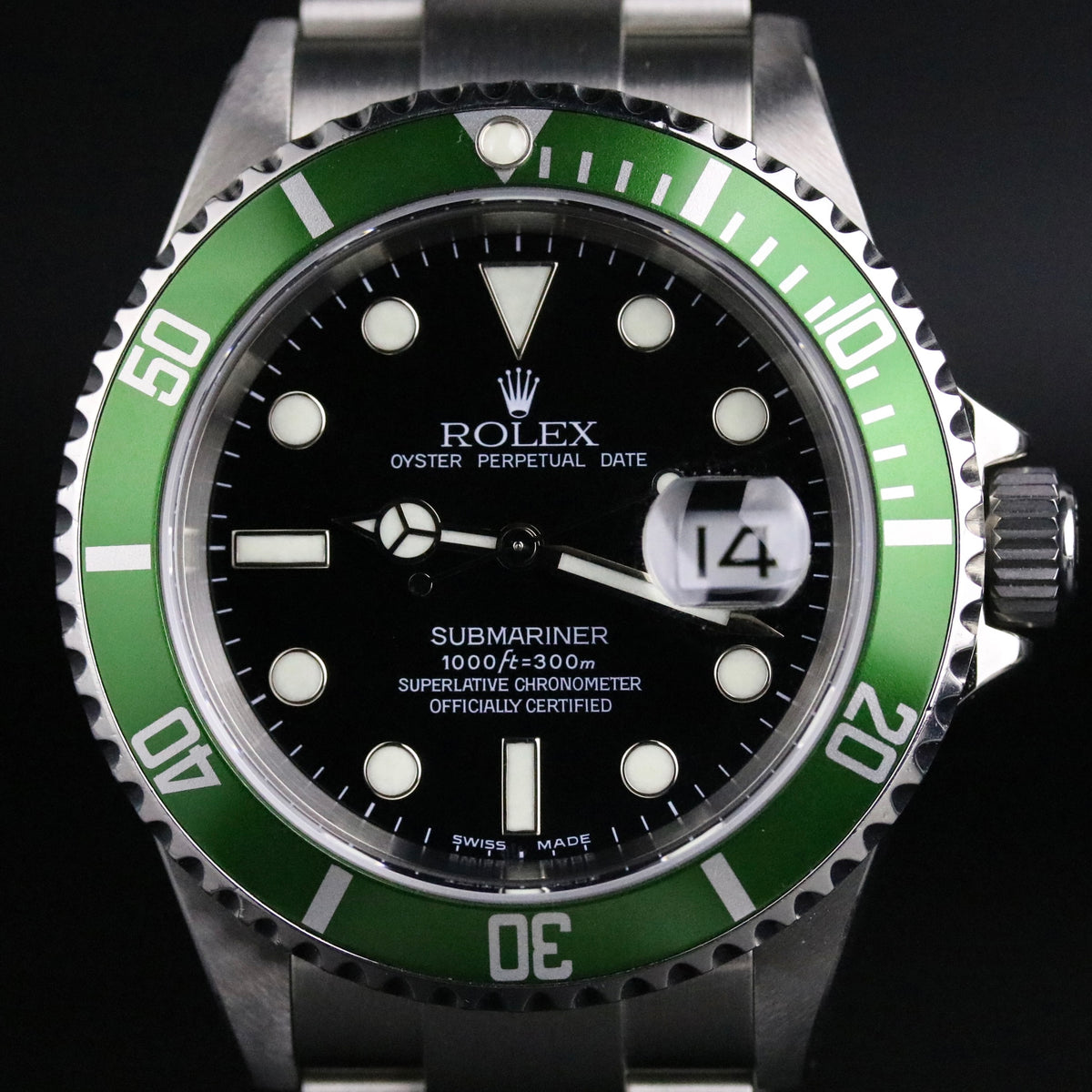 2004 Rolex 16610LV Submariner Kermit with Rolex Service Card