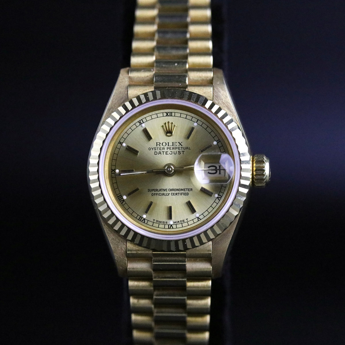 1990 Rolex 69178 Datejust 26mm 18K Yellow Gold